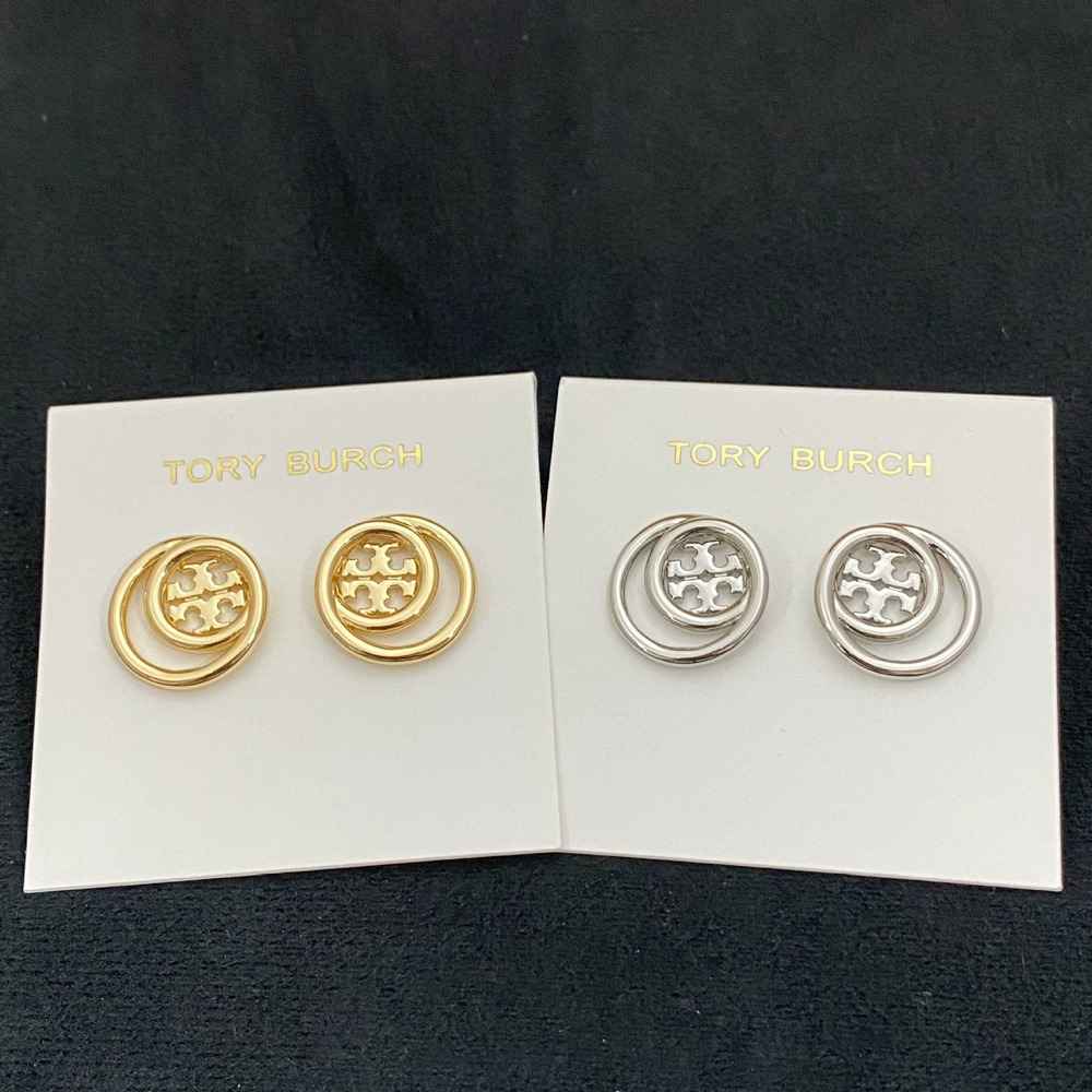 Tory Burch Hollow Alphabet Geometric Metal Ear Studs